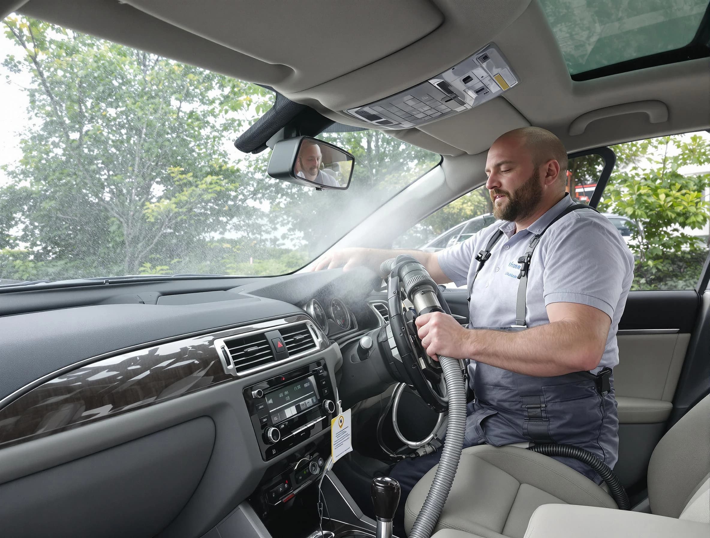 Waltham Air Duct Cleaning specialist performing professional car duct cleaning in Waltham