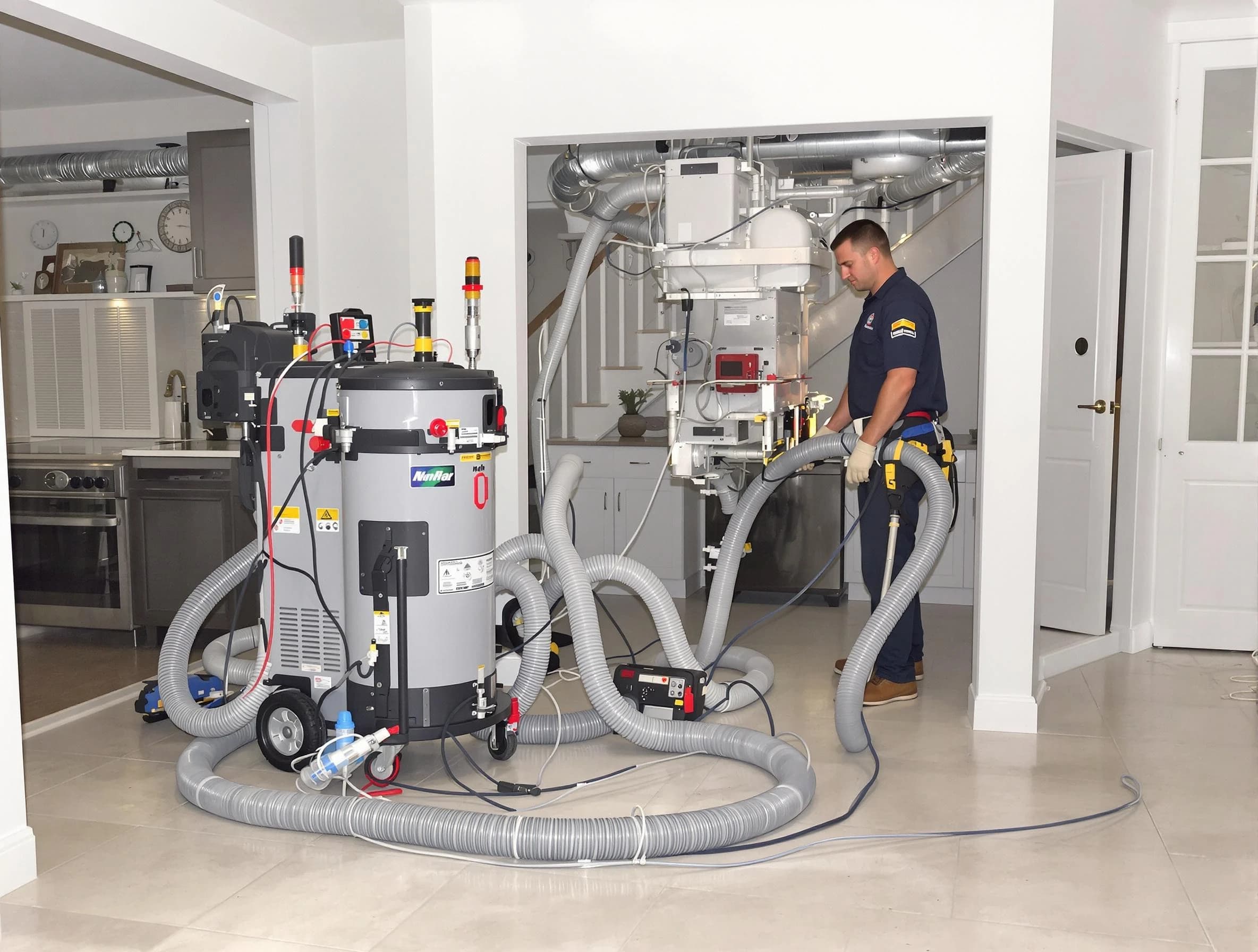Waltham Air Duct Cleaning technician operating negative pressure cleaning equipment for thorough duct maintenance in Waltham